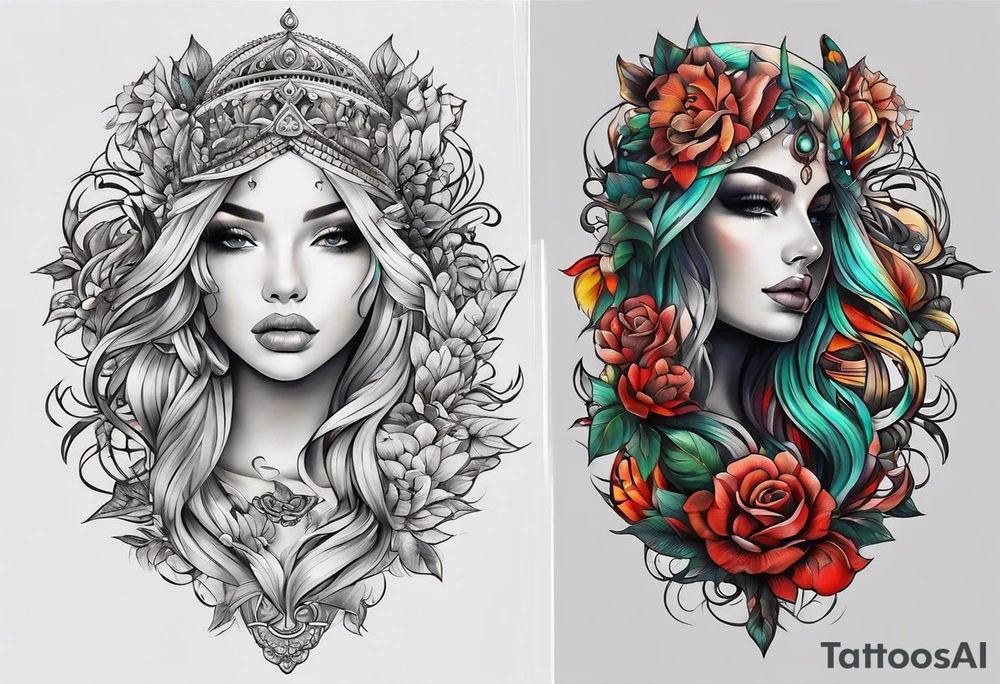 full body tattoo on the back from top to bottom on paper tattoo idea