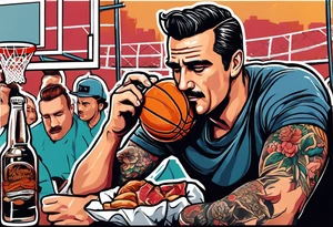 Don Draper eating a ham sandwich at a basketball game tattoo idea