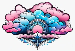 Blue and Pink Clouds tattoo idea