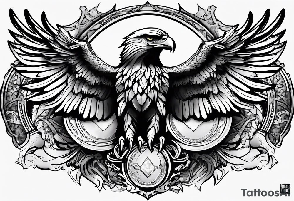 Masculine eagle chest tattoo idea