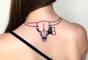 Longhorn skull Sideways with Texas flag shoulder tattoo idea