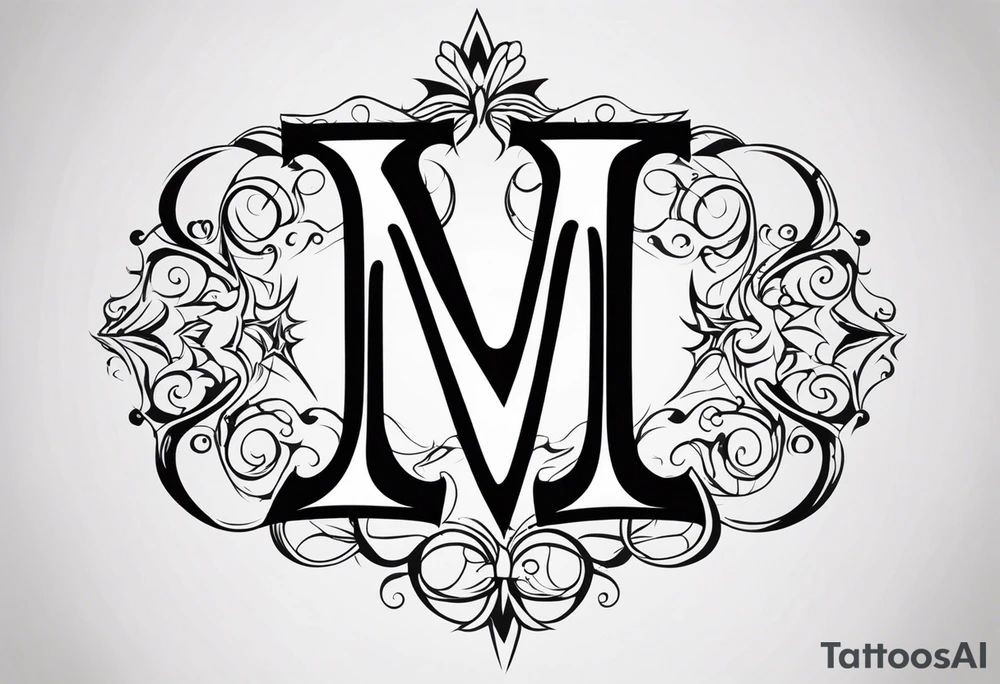 Letter M into a gothic 
style tattoo idea