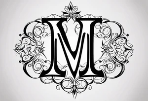 Letter M into a gothic 
style tattoo idea