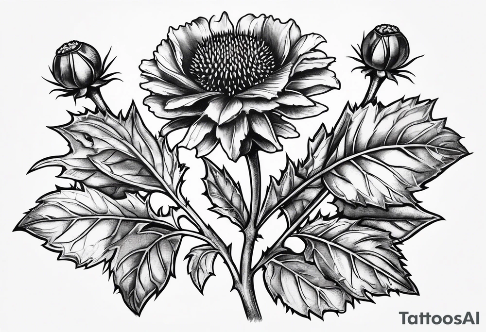 Scottish thistle, 4 leaf clover, Tudor rose tattoo idea