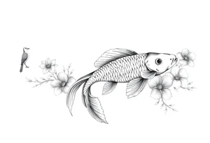 Exotic birds, Exotic flowers, Coi fish tattoo idea