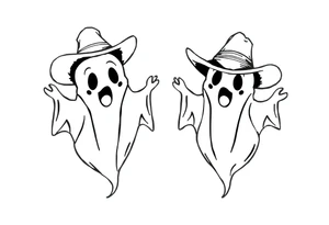 matching silly cowboy ghosts tattoo idea