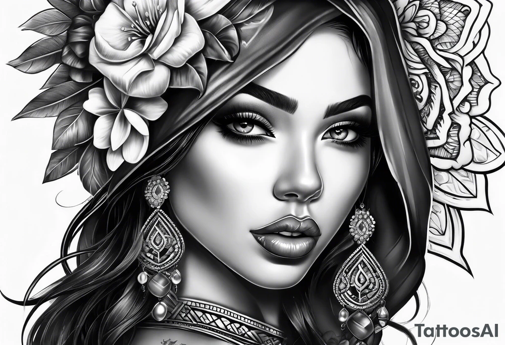 Chicano style girl tattoo idea