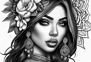 Chicano style girl tattoo idea