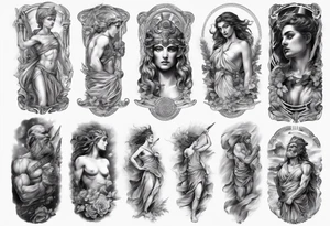 GREEK MYTHOLOGY ARM SLEEVE 
REALISTIC tattoo idea