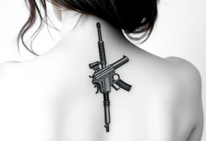 Machine gun spine tattoo idea