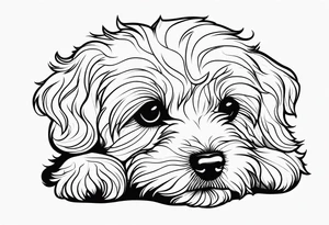 One line drawing of maltipoo laying down tattoo idea