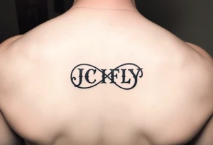 A small tattoo to go on my inner forearm with the letters JCIFLY in an infinity symbol shape tattoo idea