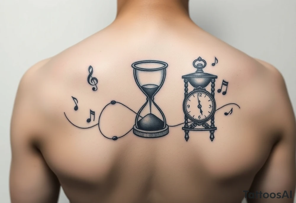 mother/son: music, hourglass, pocket watch, puzzle pieces, strength, forgiveness, love, infinity tattoo idea