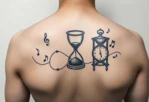 mother/son: music, hourglass, pocket watch, puzzle pieces, strength, forgiveness, love, infinity tattoo idea