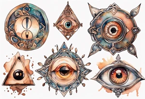 a copper eye amulet tattoo idea