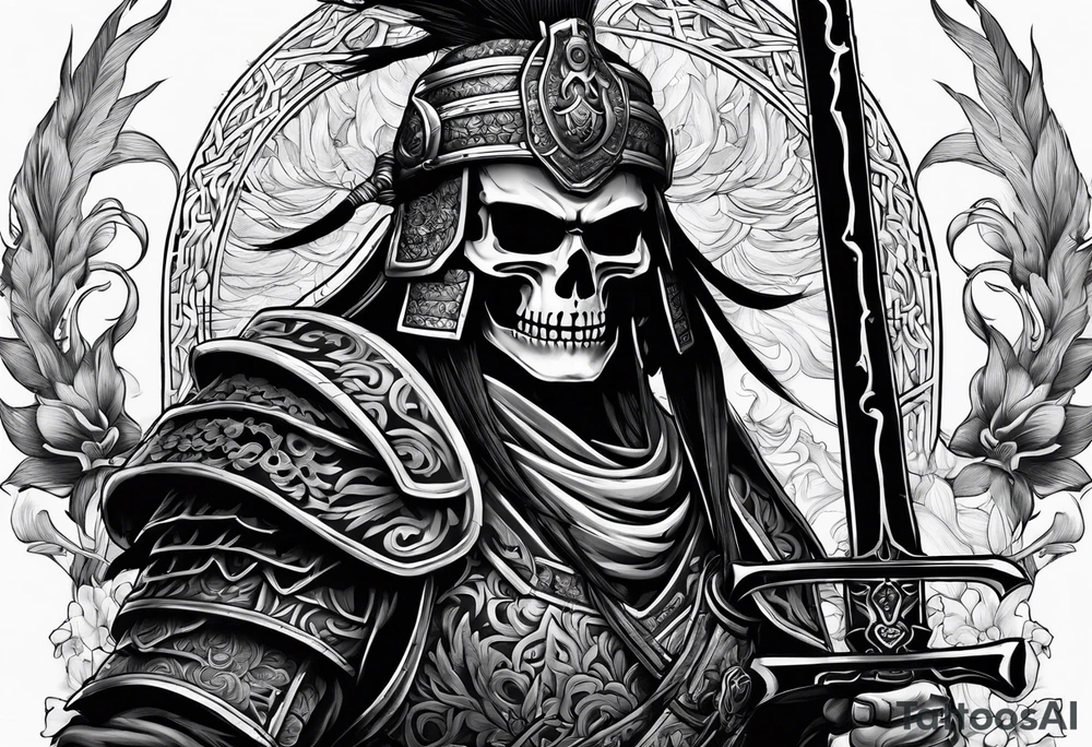 A badass Asian warrior who is also a skeleton tattoo idea
