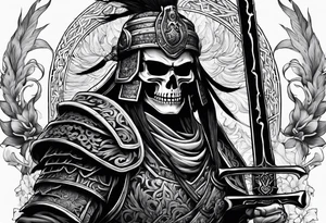 A badass Asian warrior who is also a skeleton tattoo idea