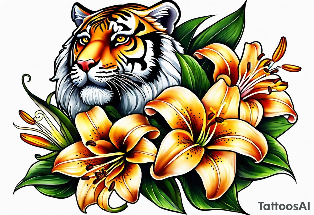 tiger lily  flower tattoo idea