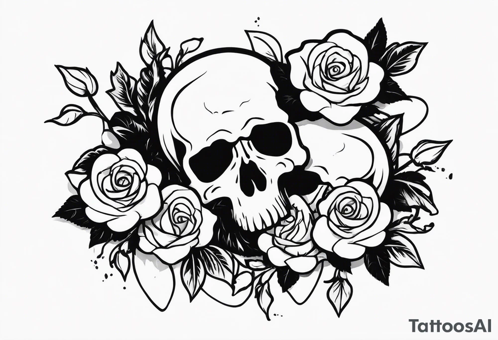 I want free skulls melting into each other in the background being roses tattoo idea