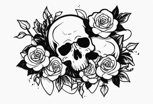 I want free skulls melting into each other in the background being roses tattoo idea
