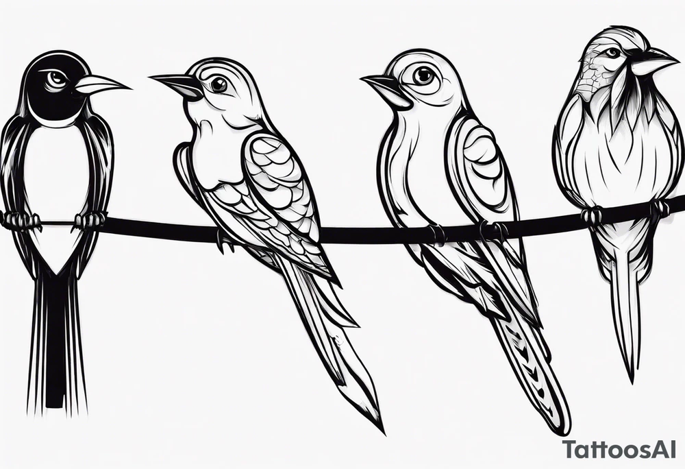 Three birds on a wire tattoo idea