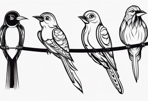 Three birds on a wire tattoo idea