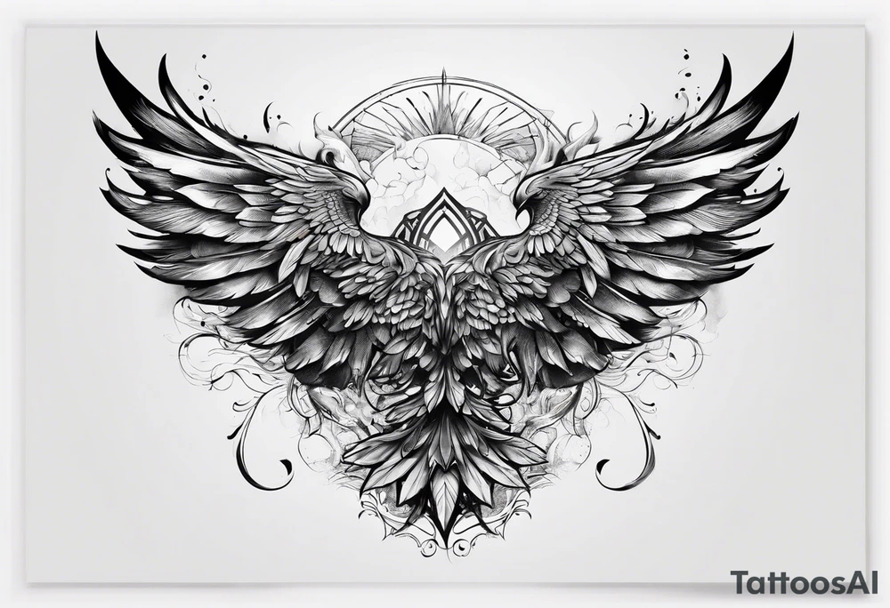 Full back tattoo wings drawing tattoo idea