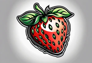 Simple strawberry with banner around it tattoo idea