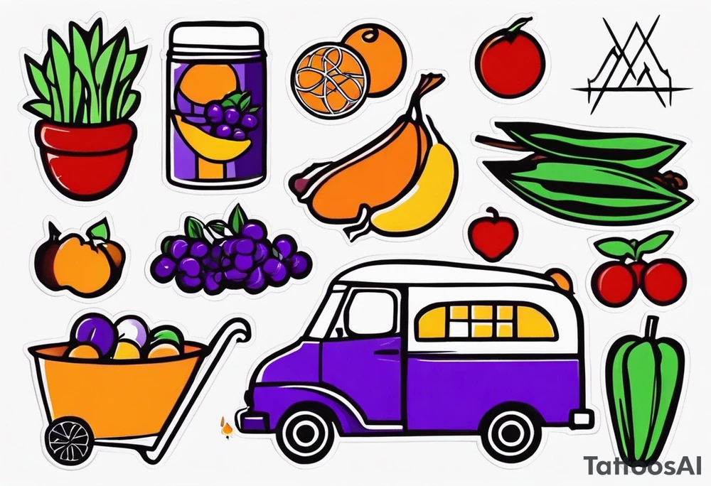 We want a minimalist style tattoo that can represent both our grandma and grandpa. Grandma favorite color is purple and loves going to church and farmers market. Grandpa favorite color is white and loves watching basketballs and jogging around university campuses tattoo idea