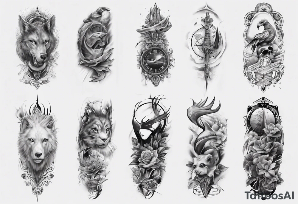 realistic arm sleeve tattoo idea