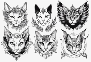 Cat with wings and horn tattoo idea