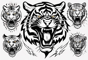 A tiger surrounded by lightning tattoo idea