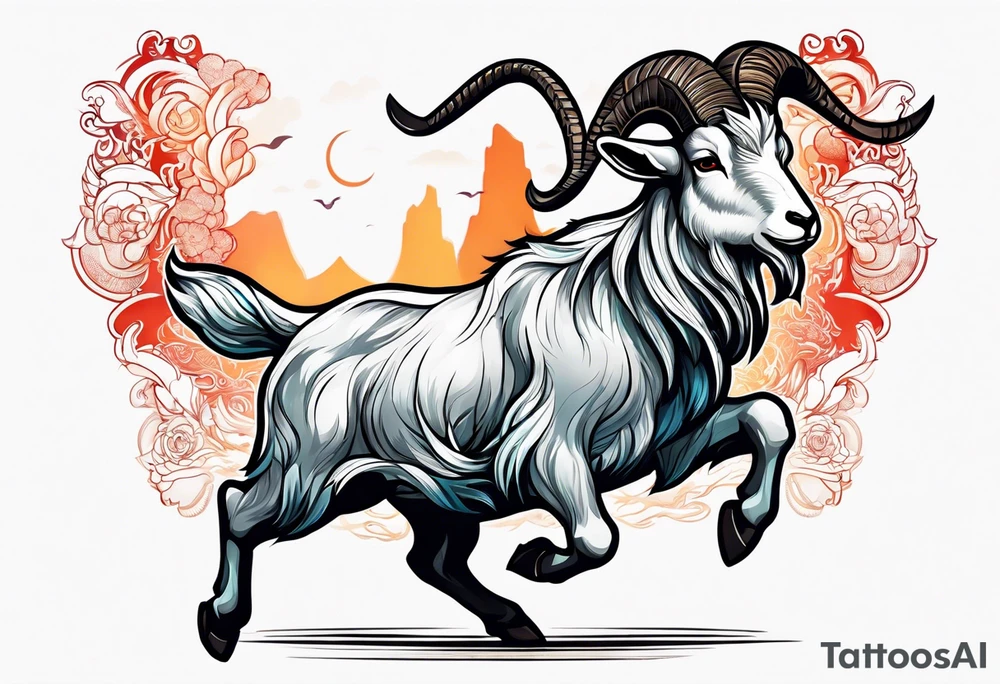 jumping goat tattoo idea
