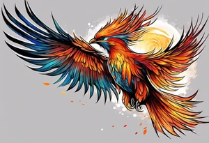 russian firebird in-flight with very long fancy tail "Isaiah 43: 18-19" tattoo idea