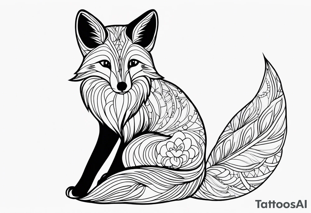 cute fox sitting tattoo idea