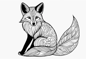 cute fox sitting tattoo idea