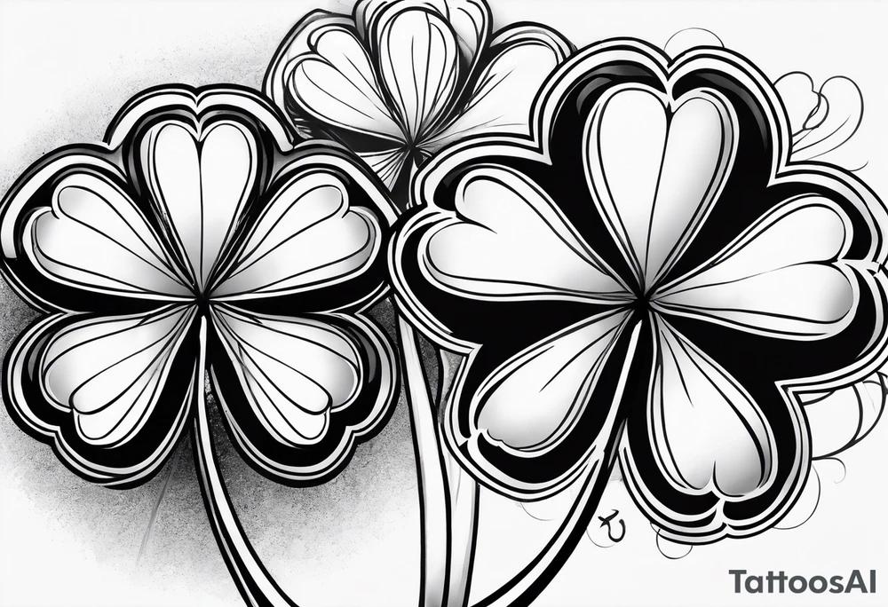 Two clovers drawn in pencil sketch with the name Liam on one stem and Sully on the other stem tattoo idea