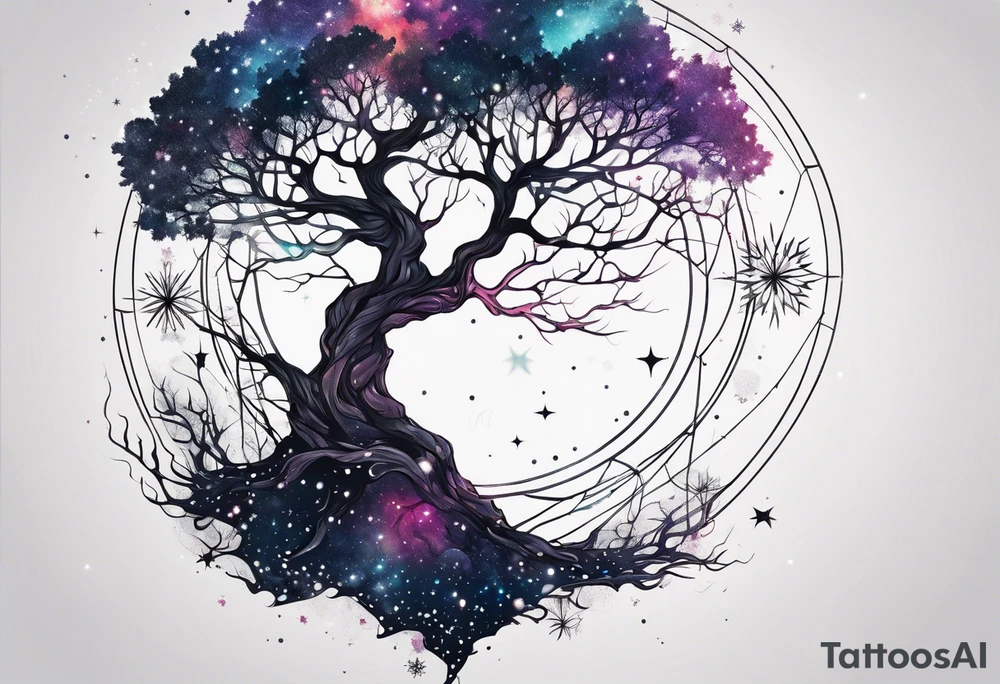 Constellation, tree , snowflake tattoo idea