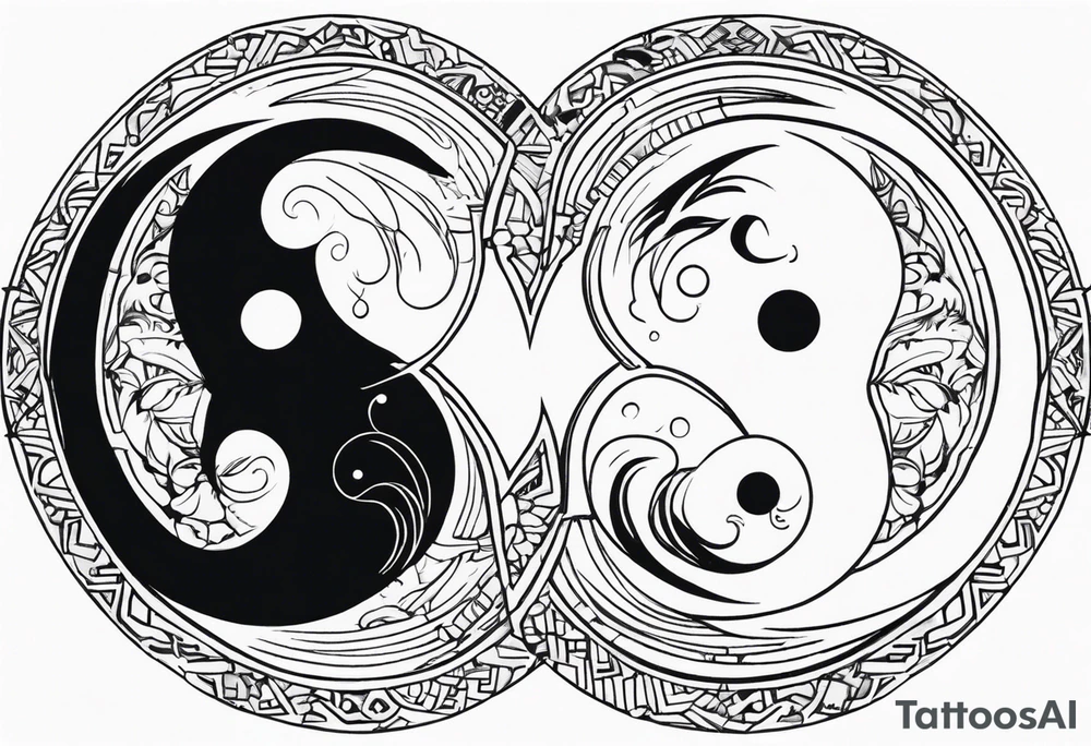 Yin and yang with Sagittarius sign tattoo idea