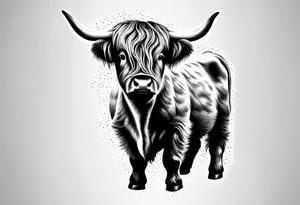 baby highland cow tattoo idea