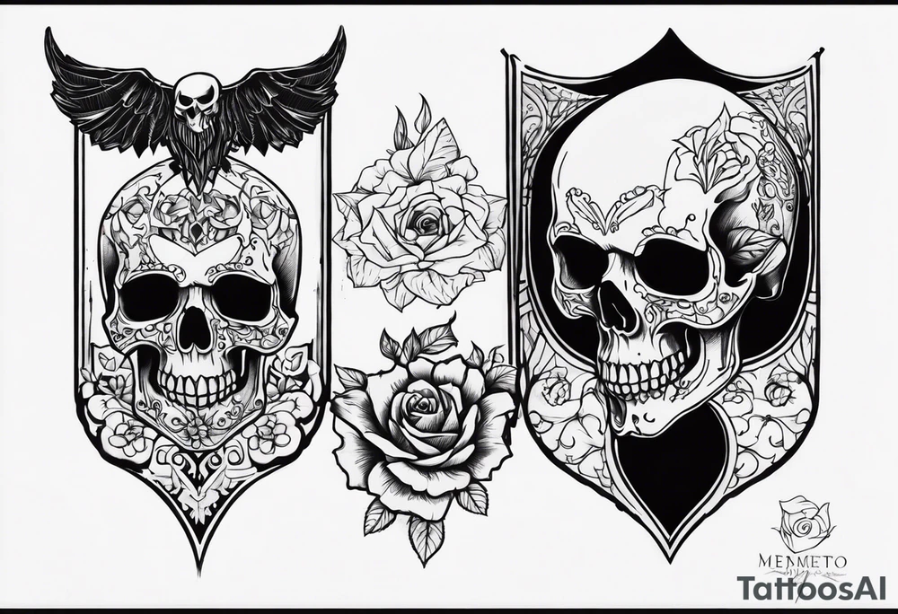Memento mori writen skull sleeve tattoo design tattoo idea