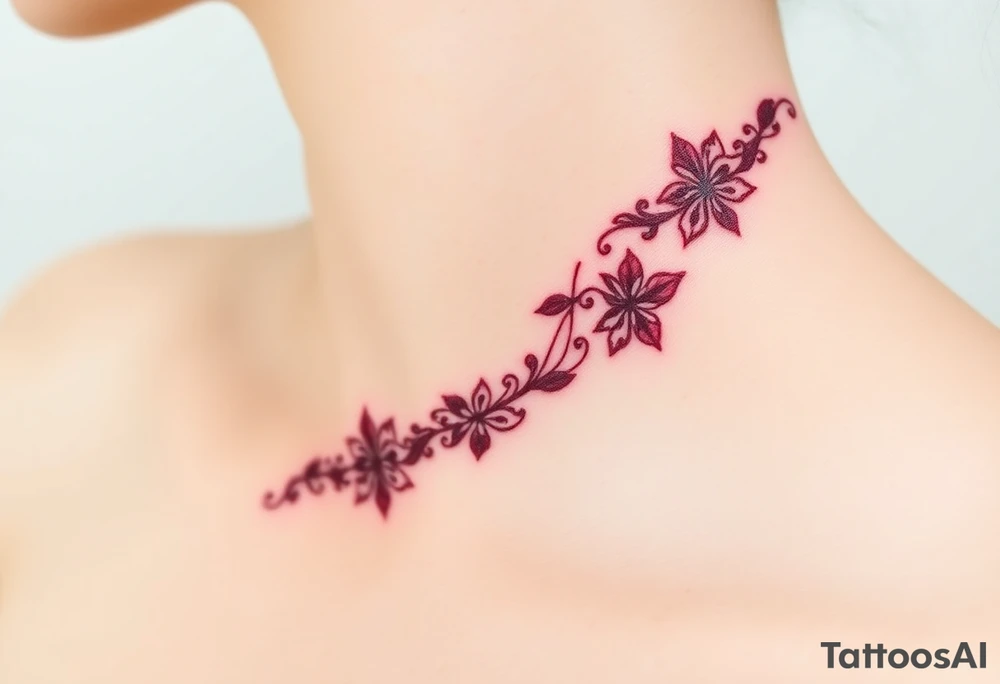 A deep burgundy lace bracelet, softly fading into a watercolor effect, symbolizing love and passion tattoo idea