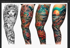 Full leg tattoo from hip to foot, temporary tattoo tattoo idea