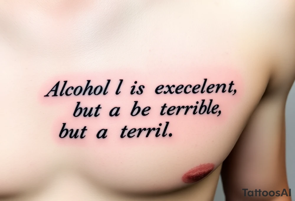 Alcohol is an excellent servant, but a terrible master tattoo idea