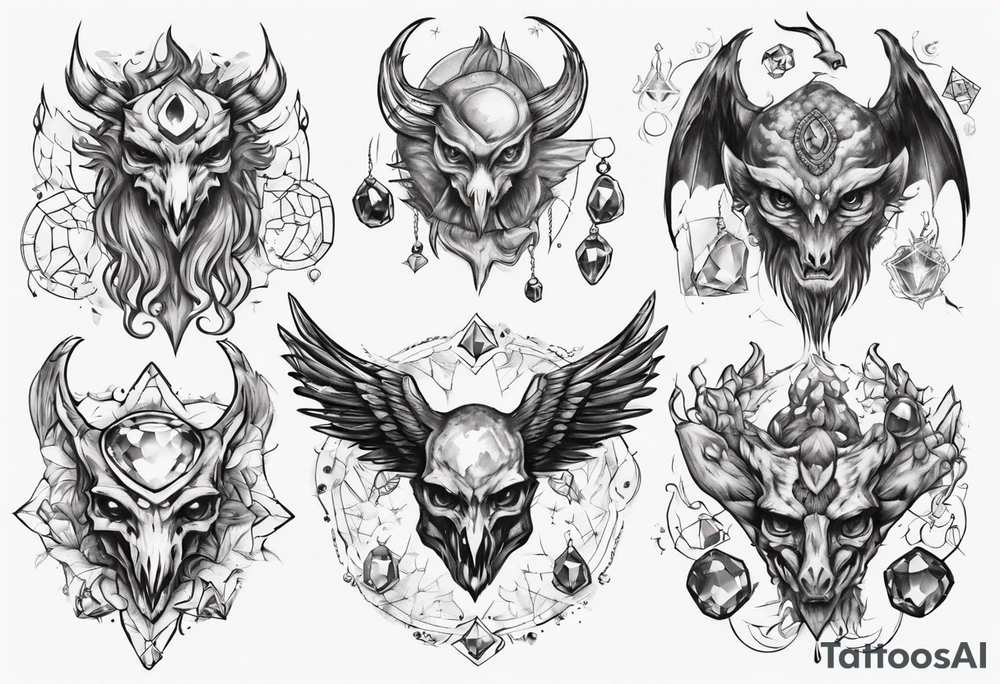 The Demon Stolas obsessed with gems, knowledge of astrology and poisonous gems. tattoo idea