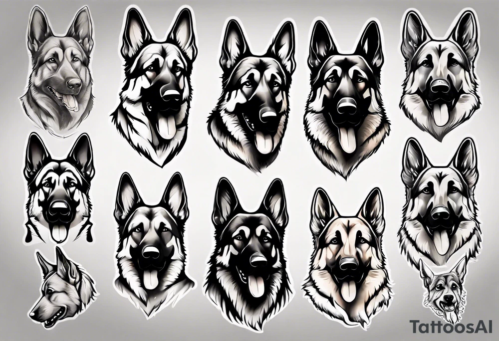 German shepherd portrait tattoo idea