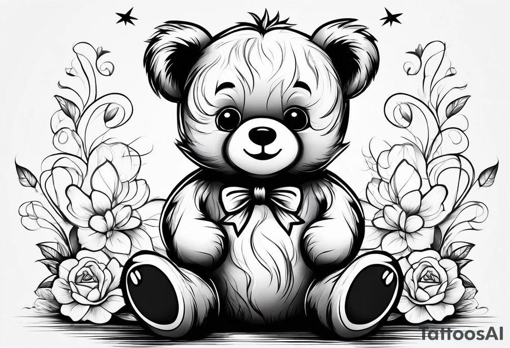 cute teddy bear tattoo idea