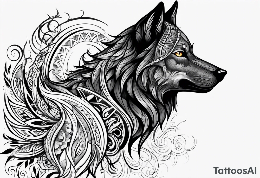 black wolf tribal tattoo idea