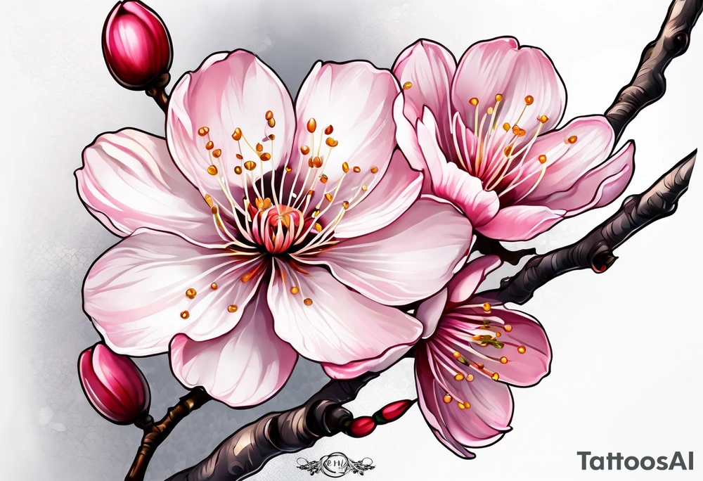 cherry blossom flower design tattoo idea