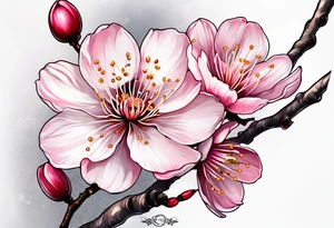 cherry blossom flower design tattoo idea